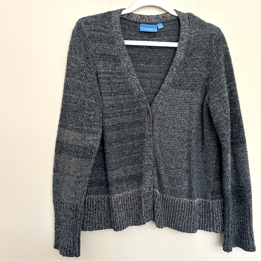 Simply Vera Vera Wang Women’s Dark Gray Knit Open V-Neck Cardigan
